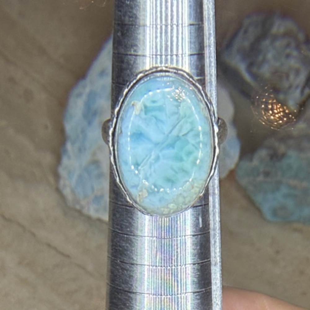 Beautiful Larimar Sterling Silver Ring Size 8 - Picture 8 of 8
